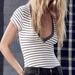 Free People Tops | Free People Striped Bodysuit | Color: Gray/White | Size: M