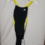 Adidas Swim | Adidas Solid Splice Vortex Bathing Suit Sz 24 | Color: Black/Yellow | Size: 24