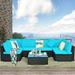 Latitude Run® 7 Piece Sectional Seating Group w/ Cushions in Blue | 22.5 H x 29 W x 29 D in | Outdoor Furniture | Wayfair