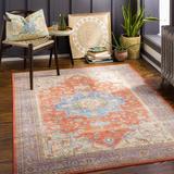 Blue/Orange 63 x 0.2 in Area Rug - Joss & Main Emmie Oriental Orange/Blue Area Rug Polyester | 63 W x 0.2 D in | Wayfair