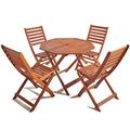 VonHaus Garden Dining Table and Chairs Set of 4 - Hardwood w/ Teak Oil Coat Patio Set - 4 Seater Folding Table & Chairs, Foldable Table & Chairs Set