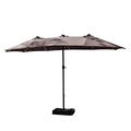 Parasol, Beach Umbrella Double-headed, 4.6M Beach Parasol, Garden Umbrella with Base, Water Resistant Table Parasol Umbrella,Garden Outdoor Parasol with 12 Sturdy Ribs for Beach/Pool/Patio (with leds)