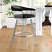 Wade Logan® Robinett Swivel Counter or Bar Height Bar Stool w/ Arms & Footrest in Faux Leather & Metal Plastic in Gray/Black | 22 W in | Wayfair