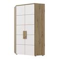 FORTE Arkina Eck-Kleiderschrank mit 2 Türen, Holzwerkstoff, Artisan Eiche + Weiß, 97,2 x 197 x 97,2 cm