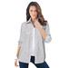 Plus Size Women's Long-Sleeve Kate Big Shirt by Roaman's in Black Stripe (Size 40 W) Button Down Shirt Blouse