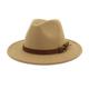 Lisianthus Men & Women Vintage Wide Brim Fedora Hat with Belt Buckle, Camel, M