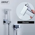 Awolf pulvérisateur de Bidet de toilette chromé pomme de douche hygiénique en laiton massif carré