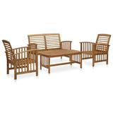 Winston Porter 4 Piece Patio Lounge Set Solid Acacia Wood Wood/Natural Hardwoods in Brown/White | Wayfair 73E4C1DF7D52473E9163B0F9DF9B72A7