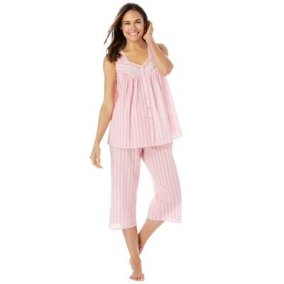 Plus Size Women's Sleeveless PJ Capri Set by Only Necessities in Peony Petal Stripe (Size 34/36)