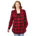 Plus Size Women's Flannel Tunic With Layered Look by Woman Within in Vivid Red Buffalo Plaid (Size 1X)