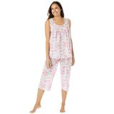 Plus Size Women's Sleeveless PJ Capri Set by Only Necessities in White Wildflowers (Size 34/36)
