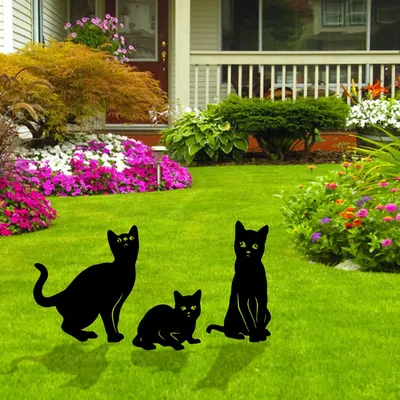 Piles de chat de jardin en acrylique décoration de silhouette imperméable résistant aux