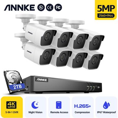 8CH Überwachungskamera 4K dvr 8×5MP Kamera ir Nachtsicht Videoüberwachungssets poe Kamera 2TB