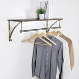 Trent Austin Design® Allen 11.8" Floating Shelf w/ Garment Hanger Rod Wood/Metal in Brown | 11.8 H x 35.4 W x 11.8 D in | Wayfair