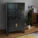 World Menagerie Rushmore 8 Drawer Apothecary Accent Chest Wood in Black | 42 H x 25 W x 16 D in | Wayfair WDMG8587 34481279