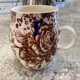 Anthropologie Dining | Anthropologie “R” Coffee/ Tea Floral Boho Mug | Color: Brown | Size: Os