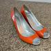 J. Crew Shoes | J Crew Orange Patent Peep-Toe Heels | Color: Orange | Size: 7