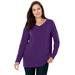 Plus Size Women's Perfect Long-Sleeve V-Neck Tee by Woman Within in Radiant Purple (Size 2X) Shirt