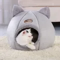 Lit pour animal de compagnie doux lit pour chat tente grotte avec coussin amovible pour dormir