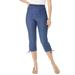 Plus Size Women's Comfort Stretch Lace-Up Capri Jean by Denim 24/7 in Medium Stonewash (Size 28 W)