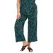 Plus Size Women's Cropped Soft Pants by ellos in Black Green Print (Size 22)