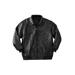 Men's Big & Tall Embossed Leather Bomber Jacket by KingSize in Black (Size 7XL)