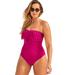 Plus Size Women's Fringe Bandeau One Piece Swimsuit by Swimsuits For All in Bright Berry (Size 26)