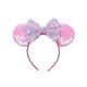 Love Fairy Lovely Ins Style Sequins Mouse Ears Headband Bowknot Hair Hoop for Travel Party Festivals (# Pink)