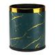 QLHIBLY Luxury Metal Waste Paper Bin,10 liters,Double Layer Trash Bin with PU Leather Covered Druable Waste Bin for Bathroom Bedroom Office Hotel(Green Gold Marble)