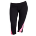 Soffe 1186G Girls Color Block Capri in Black/Neon Pink size Large | Polyester/Spandex Blend