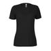 Platinum P514S Women's Slub Short Sleeve V-Neck Top in Black size Small | Ringspun Cotton