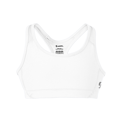 Soffe 1210G Girls Mid Impact Bra in White size XS | Polyester/Spandex Blend