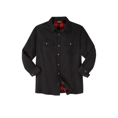 Men's Big & Tall Flannel-Lined Twill Shirt Jacket by Boulder Creek® in Black (Size 7XL)
