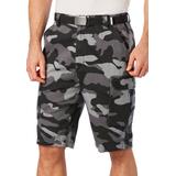 Men's Big & Tall 12" Side Elastic Cargo Short with Twill Belt by KingSize in Black Camo (Size 3XL)