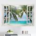 East Urban Home Ambesonne Tropical Tapestry, Window To The Exotic Beach Landscape Pastoral Composition w/ Palm Trees | 30 H x 45 W in | Wayfair