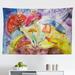 East Urban Home Ambesonne Psychedelic Tapestry, Watercolor Style Mushrooms Dreamy Grungy Style Enchanted Forest Theme | 30 H x 45 W in | Wayfair
