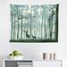 East Urban Home Deer Tapestry, Animal Silhouette In Foggy Forest Animals In Nature Themed Cartoon Dusk Art | 23 H x 28 W in | Wayfair