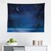 East Urban Home Ambesonne Moon Tapestry, Winter Season Wonderland Starry Sky Night Forest Landscape Scenery Print | 23 H x 28 W in | Wayfair