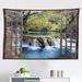 East Urban Home Ambesonne Waterfall Tapestry, Wide Waterfall Deep Down In The Forest Seen From A City Window Epic Surreal Print | Wayfair