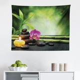 East Urban Home Spa Tapestry, Orchid Bamboo Stems Stones Japanese Alternative Feng Shui Elements | 23 H x 28 W in | Wayfair