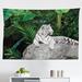 East Urban Home Safari Tapestry, White Tiger Setting On Stone Tropic Plants Leaves Wild Jungle Majestic | 30 H x 45 W in | Wayfair