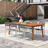 Lark Manor™ Anautica Outdoor 7 Piece Dining Set Wood/Teak in Brown/White | 85 W x 37 D in | Wayfair 263A93D5AF1546878D4E51303AB44C4E