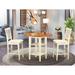 Winston Porter Aggappera Counter Height Drop Leaf Rubberwood Solid Wood Dining Set Wood/Upholstered in Brown/White | Wayfair