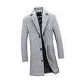 LONMEI Men Stylish Jacket Gents Peacoat Winter - Elegant Trench Coat Warm Slim Fit Casual Overcoat, Grey, UK 2XL=Tag 4XL