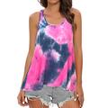 Alcea Rosea Women's Tank Top Sleeveless T-Shirt Tie-Dye Sport Yoga Tops Summer Beachwear Casual Loose Shirt Top S-XL - Multicolour - 16