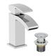 Architeckt Modern Bathroom Mono Basin Sink Mixer Tap with Slotted Waste Curved Spout Single Lever Chrome