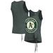 Women's Majestic Threads Green Oakland Athletics Scoop Neck Racerback Side Tie Tri-Blend Tank Top