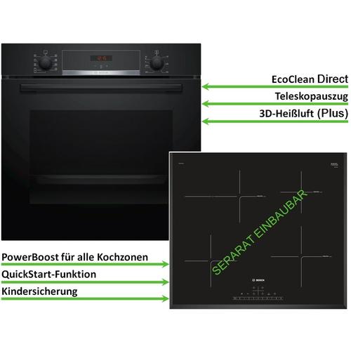 Bosch - Backofen HBA534EBO mit Induktionskochfeld PIF651FC1E - autark, 60cm