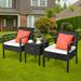 Ebern Designs Herwarth 3 Piece Dining Set w/ Cushions in Black | Outdoor Furniture | Wayfair B8BB596CB4644E1FA00895481EAE7063