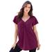 Plus Size Women's Flutter-Sleeve Sweetheart Ultimate Tee by Roaman's in Dark Berry (Size 30/32) Long T-Shirt Top